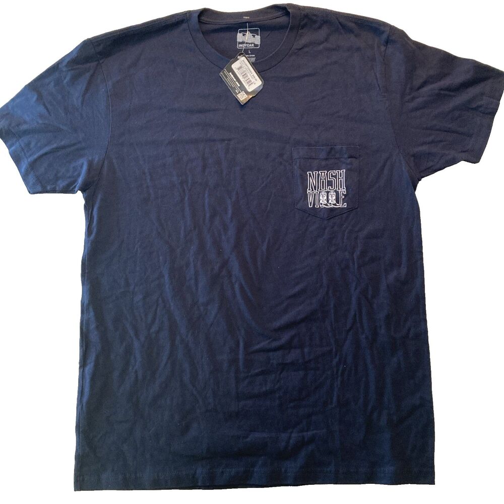 IndyCar Nashville Music City 2 Sided Pocket T-shirt Midnight Navy Men Large NWT